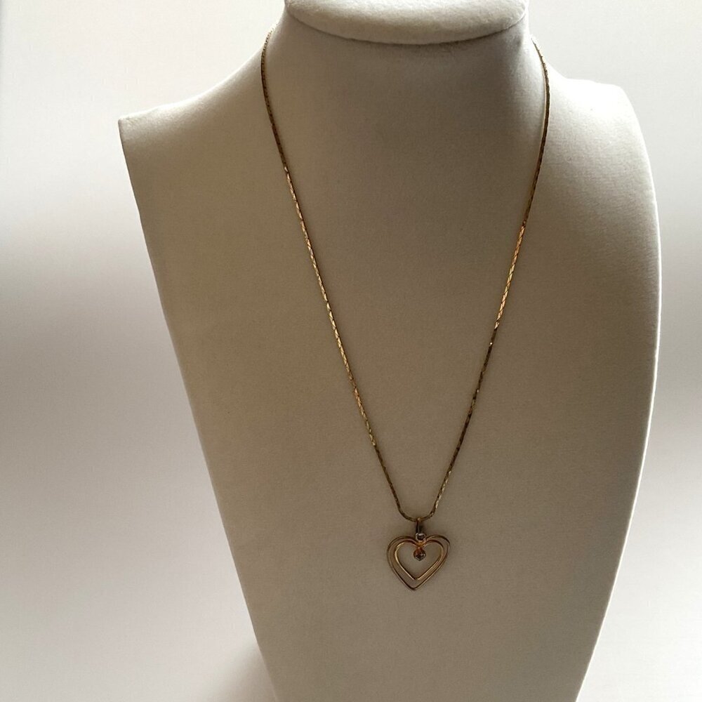 VINTAGE DOUBLE HEART RINESTONE NECKLACE RARE - Picture 12 of 12